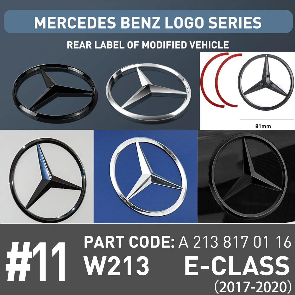 ABS Tail Star Emblems Black Silver Rear Trunk Star Logo Stickers Badges For Mercedes-Benz E43 AMG (W213) 2017-2020 A2138170116