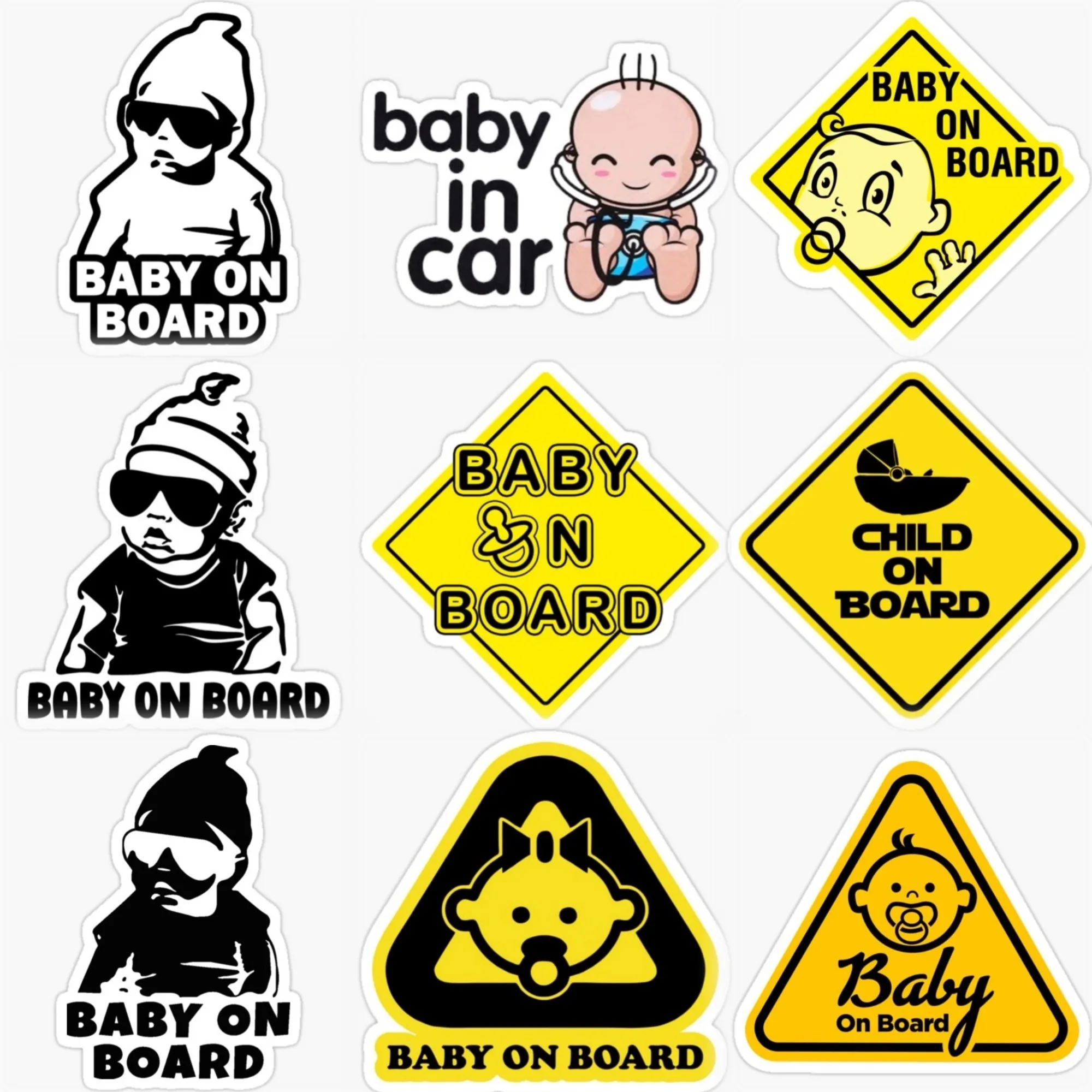 

Creative Baby on Board Baby in Car Warning PVC Sticker for Car Van Windshield Helmet Window Door Decal Accessories