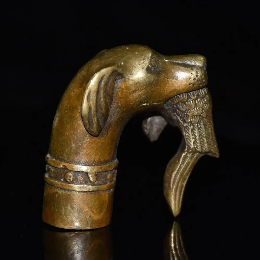 Hound catching bird Head Walking Stick Head handle Statue