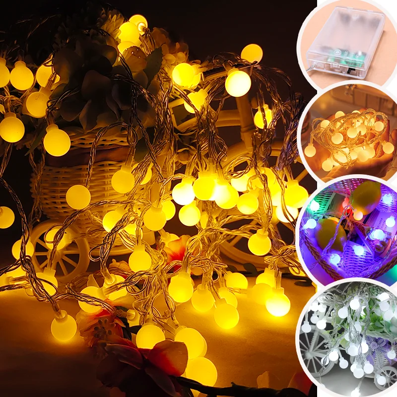 10/20/40/80 Led غلوب سلسلة أضواء بطارية تعمل الجنية ضوء لحديقة عيد الميلاد حفل زفاف التخييم جو ديكور #1