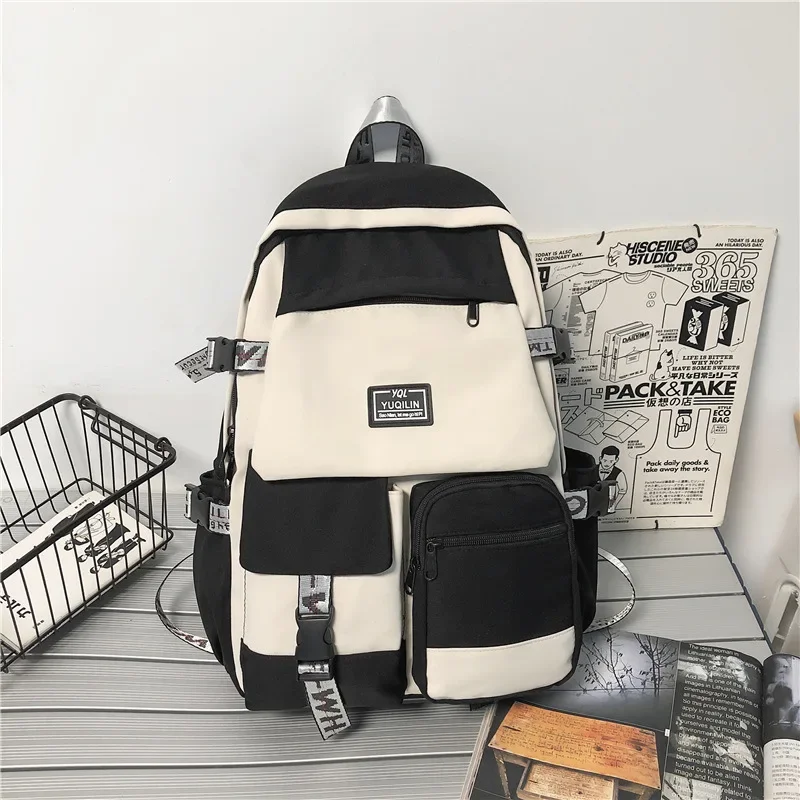 Fashion Boys Large-capacity School Bag New Korean Nylon Backpack Girls Computer Travel Leisure Street University Book Backpack