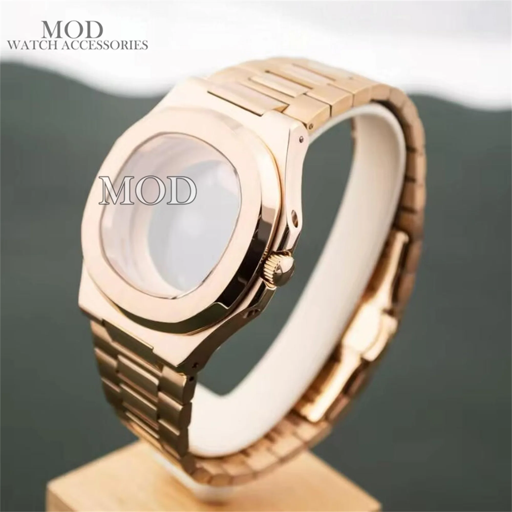 NH35 NH38 Watch Case Band Sapphire Glass Stainless Steel Watch Case Strap 10ATM Waterproof for Nautilus NH35 NH36 NH38 Movement