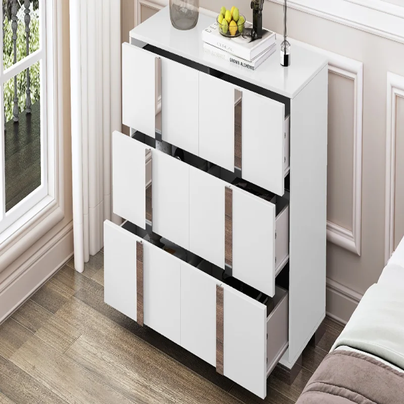 

Elegant Modern Dresser with Metal Handle,Mirrored Storage Cabinet with 6 Drawers for Bedroom,Living Room,White