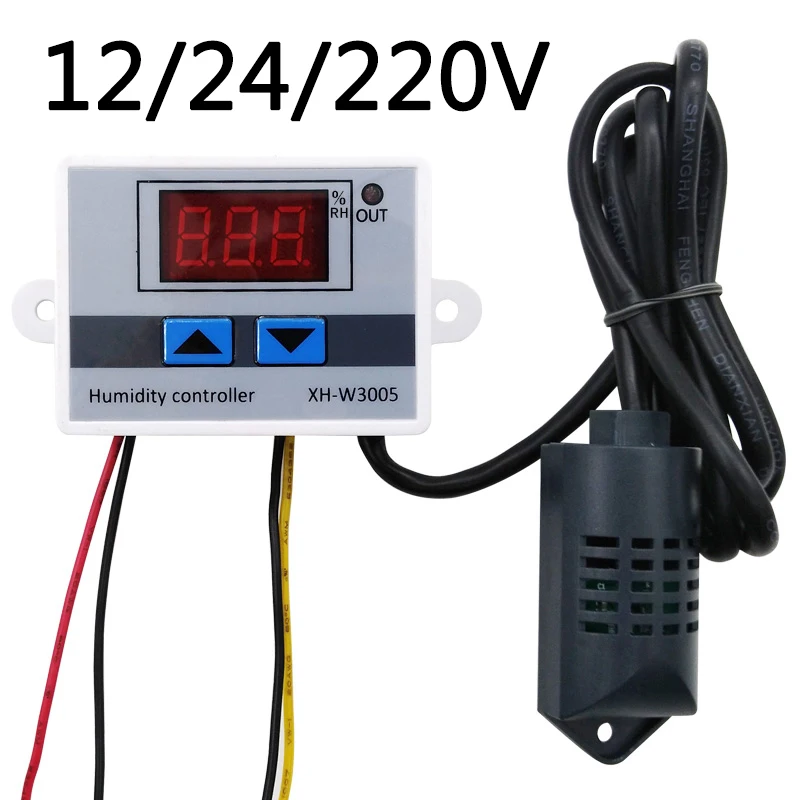Digital Humidity Controller Hygrostat XH-W3005 12V 24V 220V High Precision Sensor Switch For Home Greenhouse Incubator Control