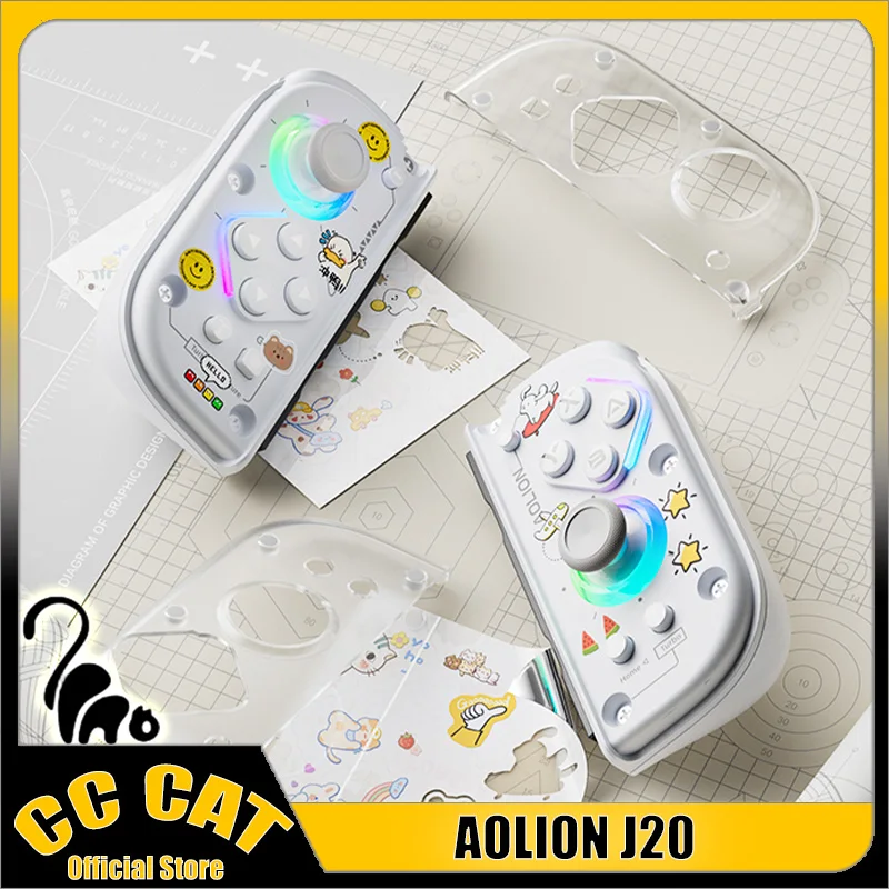 

Aolion J20 Knight Gamepad Left And Right Switch Hall Joystick Wireless Motion Sensing Custom Gaming Contorllers Game Accessories