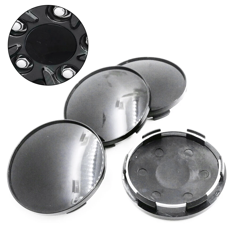 4Pcs 68mm Wheel Center Hub Cap Cover Long-lasting Dust-Proof Car Exterior Black Wheel Hub-cap No Badge Emblem Car Grey