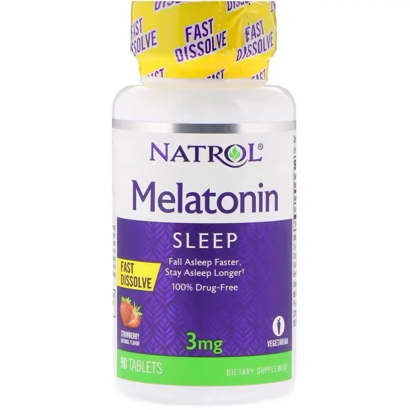 

Natrol Melatonin 3mg 90 Strawberry Flavored Tablets Fast Dissolve Sleep Aid Tablets, Fall Asleep Faster, Stay Asleep Longer,