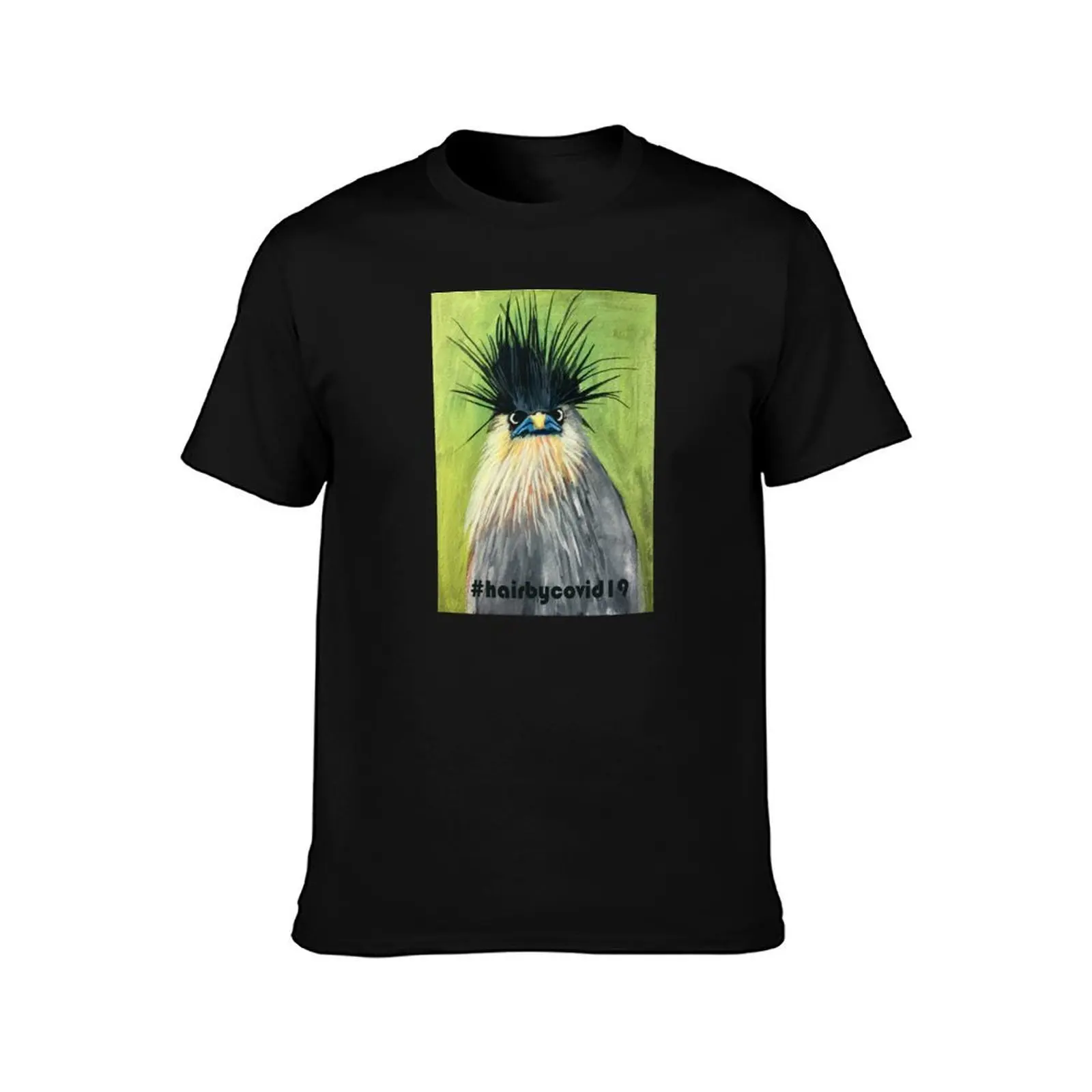 This bird, A Brahminy Starling, showing off hair in the time of a pandemic. T-Shirt Simple Line Art Print Tee T-Shirt