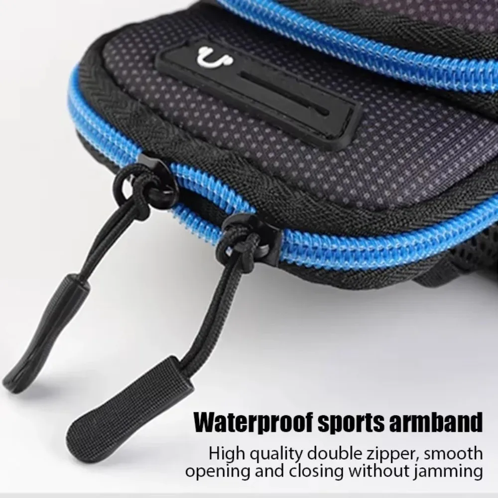 New Breathable Mesh Phone Arm Bag Headphone Port Zipper Pocket Sports Armband Adjustable Strap Running Arm Bag Jogging