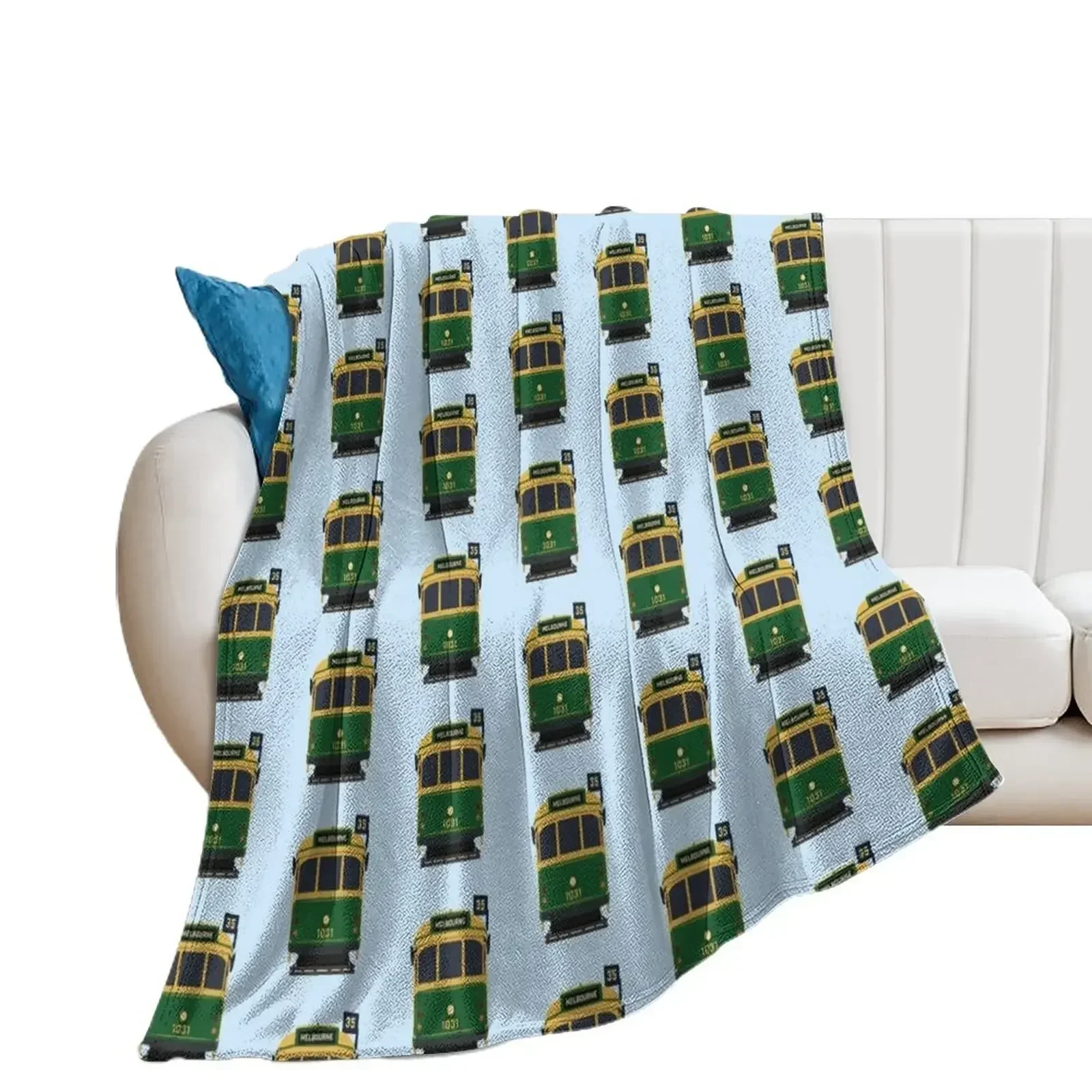 Melbourne Tram, W-Class Front View Throw Blanket warm for winter Sofa Quilt Softest Luxury Blankets