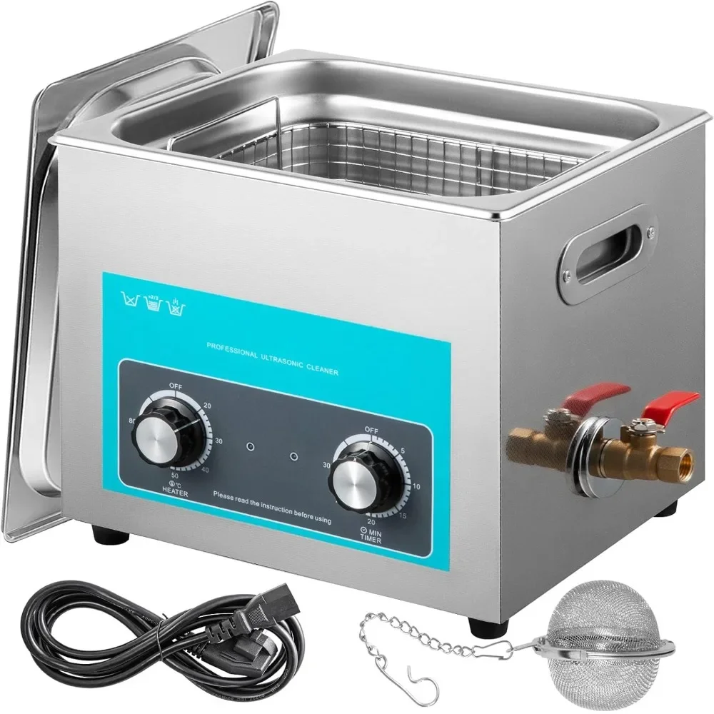 

10L Ultrasonic Cleaner, Stainless Steel Knob Control Ultrasonic Cleaners with Heater Timer for Jewelry Watch Glasses Dentures