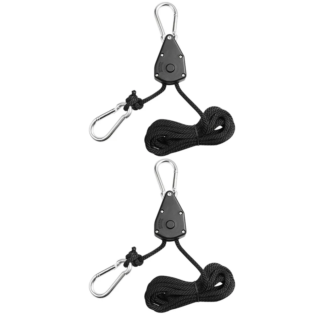 2Pcs Grow Light Hangers Stainless Steel Locking Ropes for Height Adjustment Garden Accessories Pulley Lifting Ropes