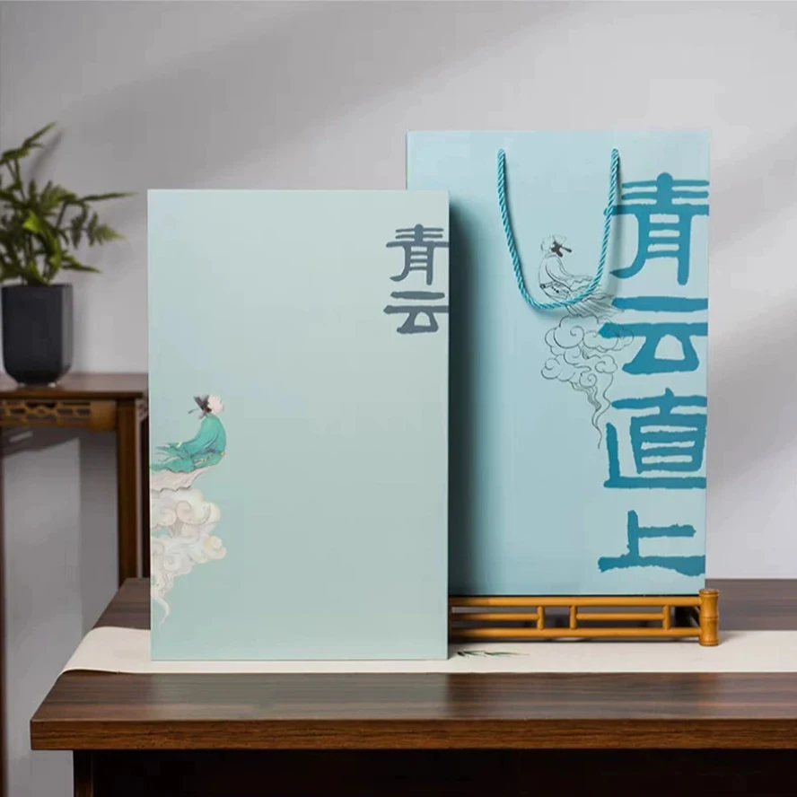 Complete Chinese Scholar's Set ：Calligraphy Brush Set (Wolf/Goat Hair), Inkstone, Ink Stick, Jingdezhen Porcelain Brush Holder