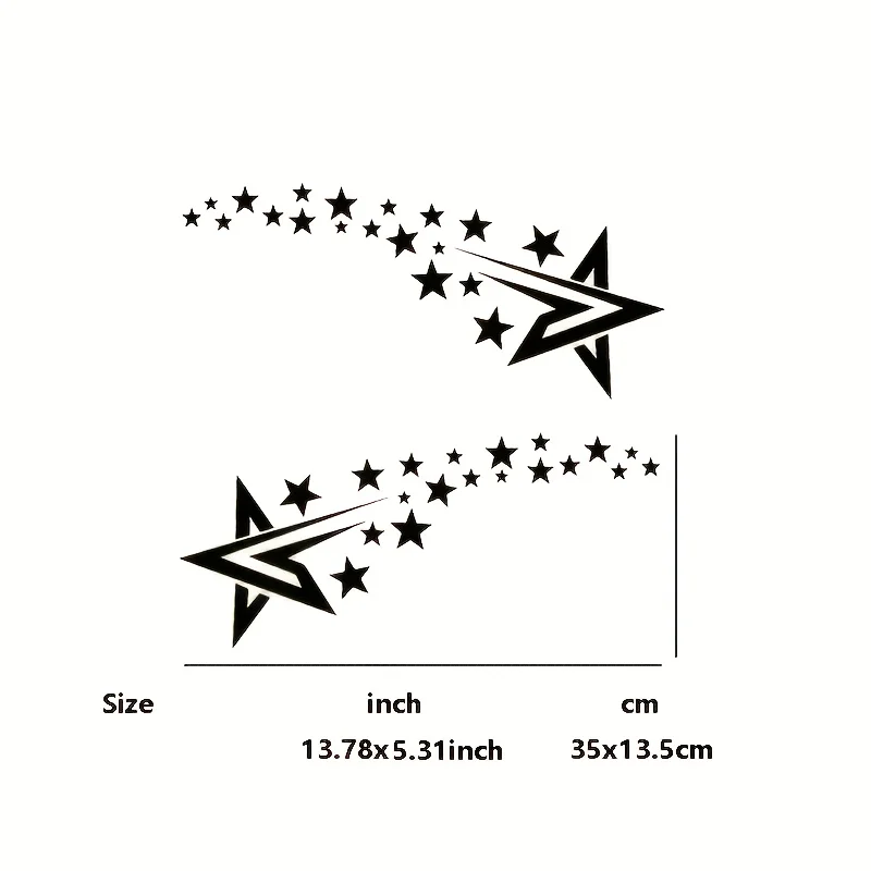 2Pcs Shooting Star Car Sticker, Waterproof Vinyl Decal for Car Body, Multiple Colors Available