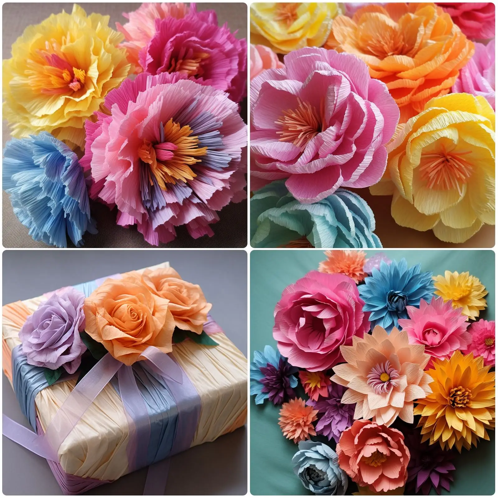 50x250cm Colored Crepe Paper Roll Origami Crinkled Crepe Paper Craft DIY Flowers Decoration Gift Wrapping Paper Craft