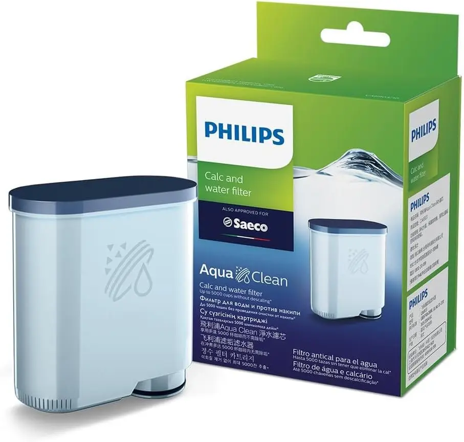 PHILIPS AquaClean CA6903/10 Water Filter 5000 Cups No Descaling Ion-Exchange Micro-Porous Click&Go for Saeco/Philips