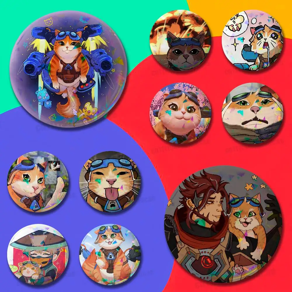 For Jetpack Cat Overwatch Badge Cover Emblem Custom Pin Insignia Decoration 32mm 25mm Button Laser Film