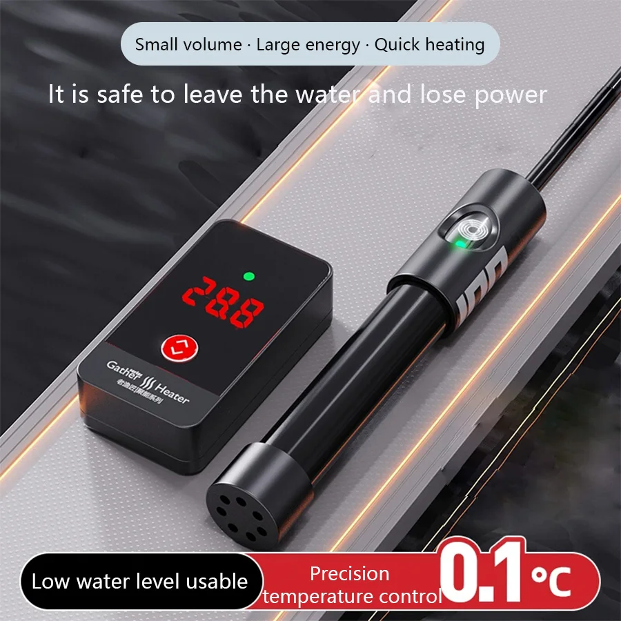 Fish Tank Turtle Tank Low Water Level Small Heating Rod Power Saving Automatic Constant Temperature Anti-dry Burning AntiLeakage