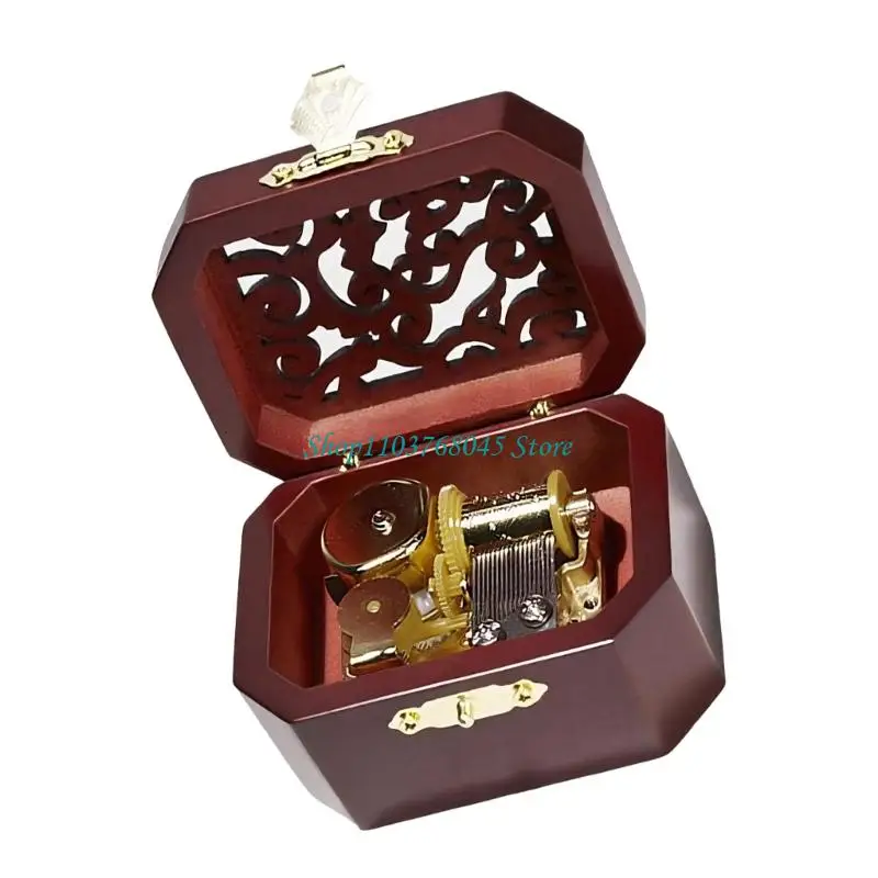 R53F Compacts Wind Up Melodies Player Classical Wooden Carving Music Box Home Decors