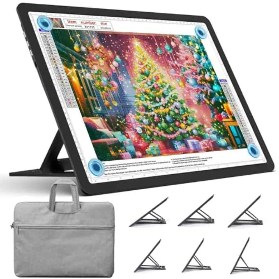 

Rechargeable A3 Light Board with Stand Bag for Diamond Painting 5100 Lux Magnetic Light Pad with Side Buttons Wireless Light Bo