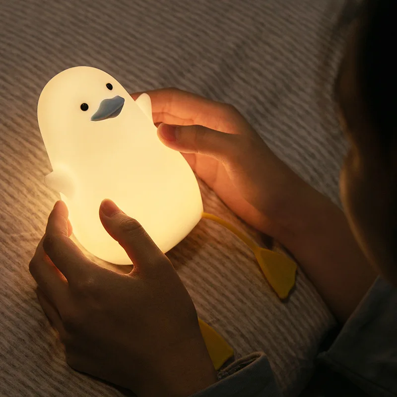 Lámpara nocturna de pato de gaviota, luminaria de silicona, luminaria de Ambiente de carga, luminaria de sincronización para dormitorio