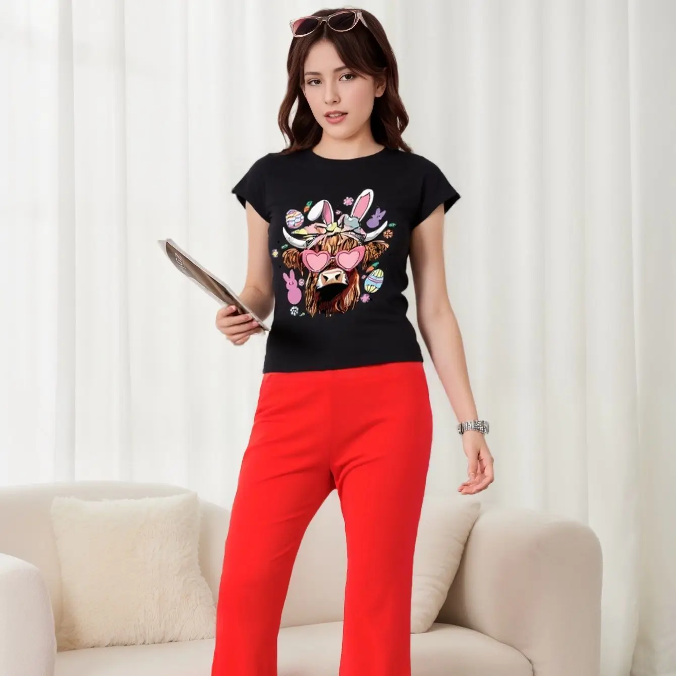 

2025 Summer New Short-sleeved T-shirt Men's and Women's Cotton Printing Trend Round Neck Casual Loose Top T-shirt Short Sleeve
