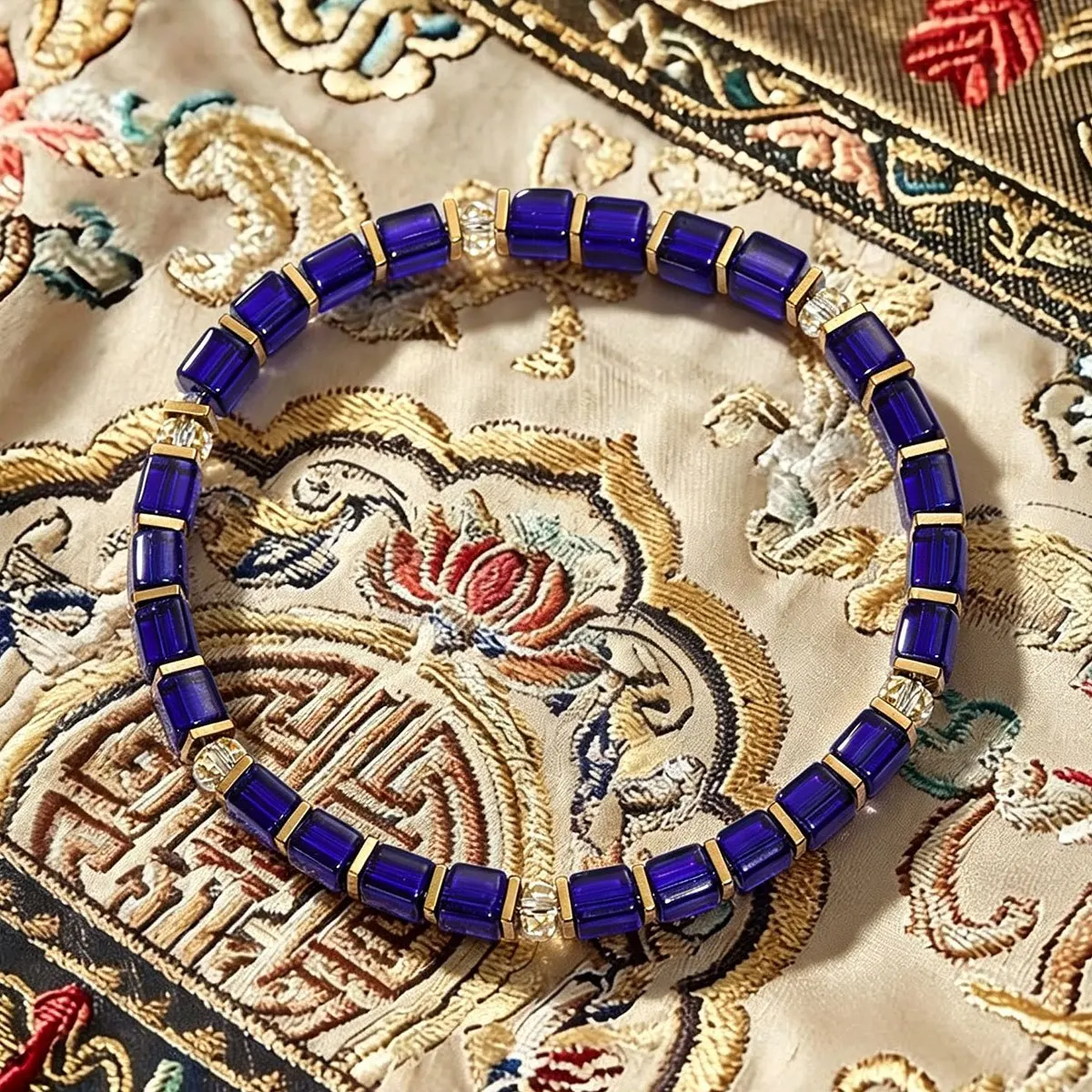 1pc Minimalist Square Tanzanite Bead Bracelet, Symbolizing the Ocean and Sky, a Daily Jewelry Accessory for Men and Women
