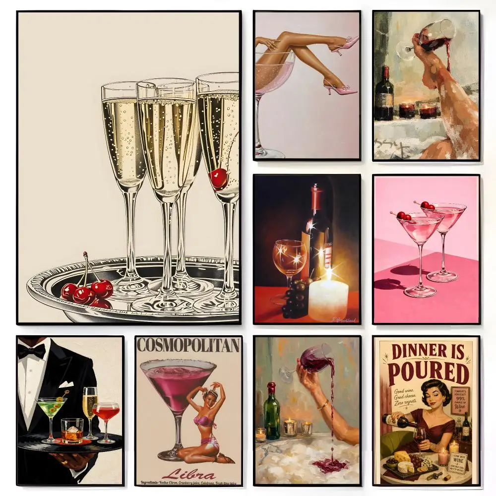 artwork decoration C-candlelight dinner red wine glass Poster American Film Mural Home Childrens Room Wall Decor Print