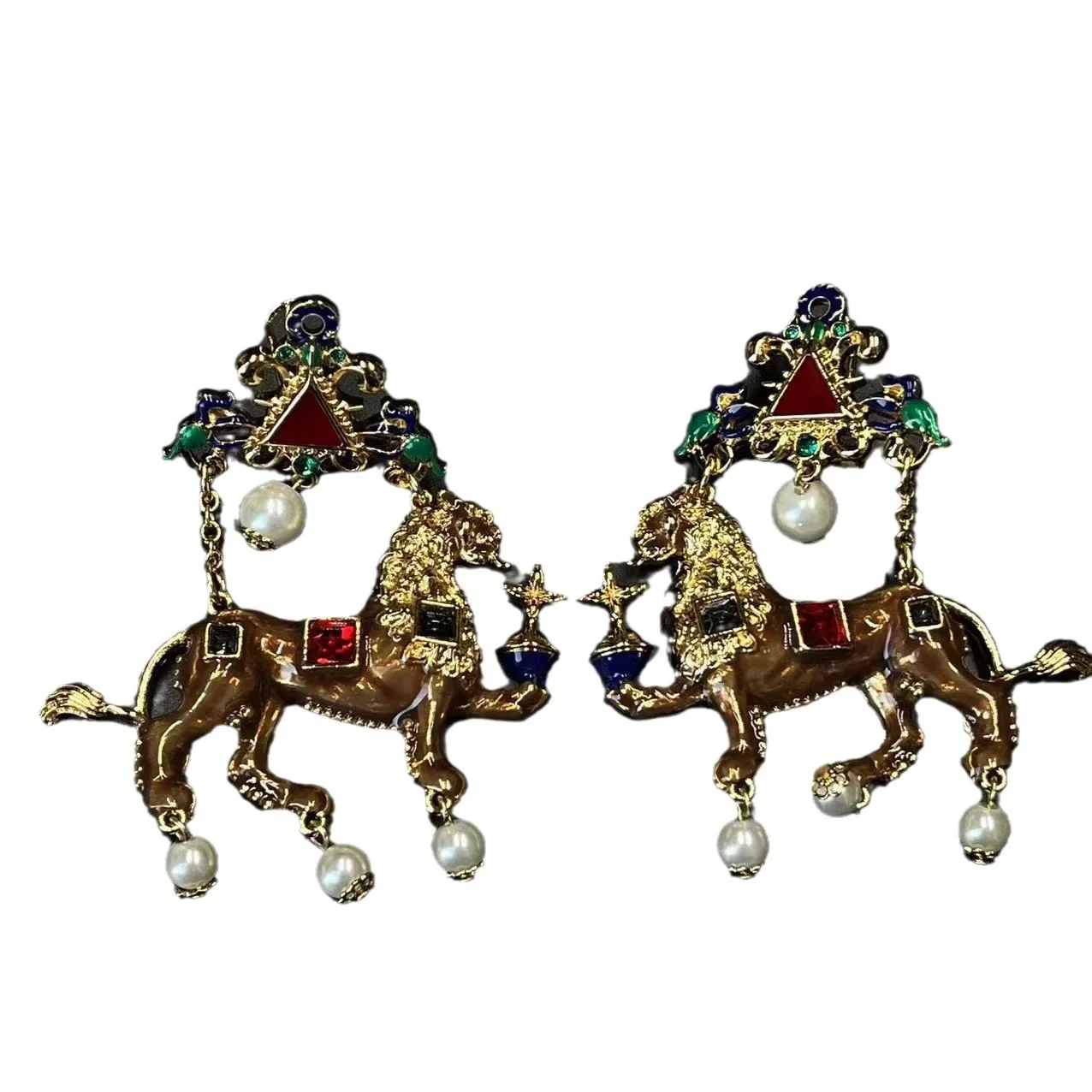 Vintage European and American Artistic Enamel Animal Cartoon Multi-element Advanced Sense 2024 Trend New Earrings Wholesale