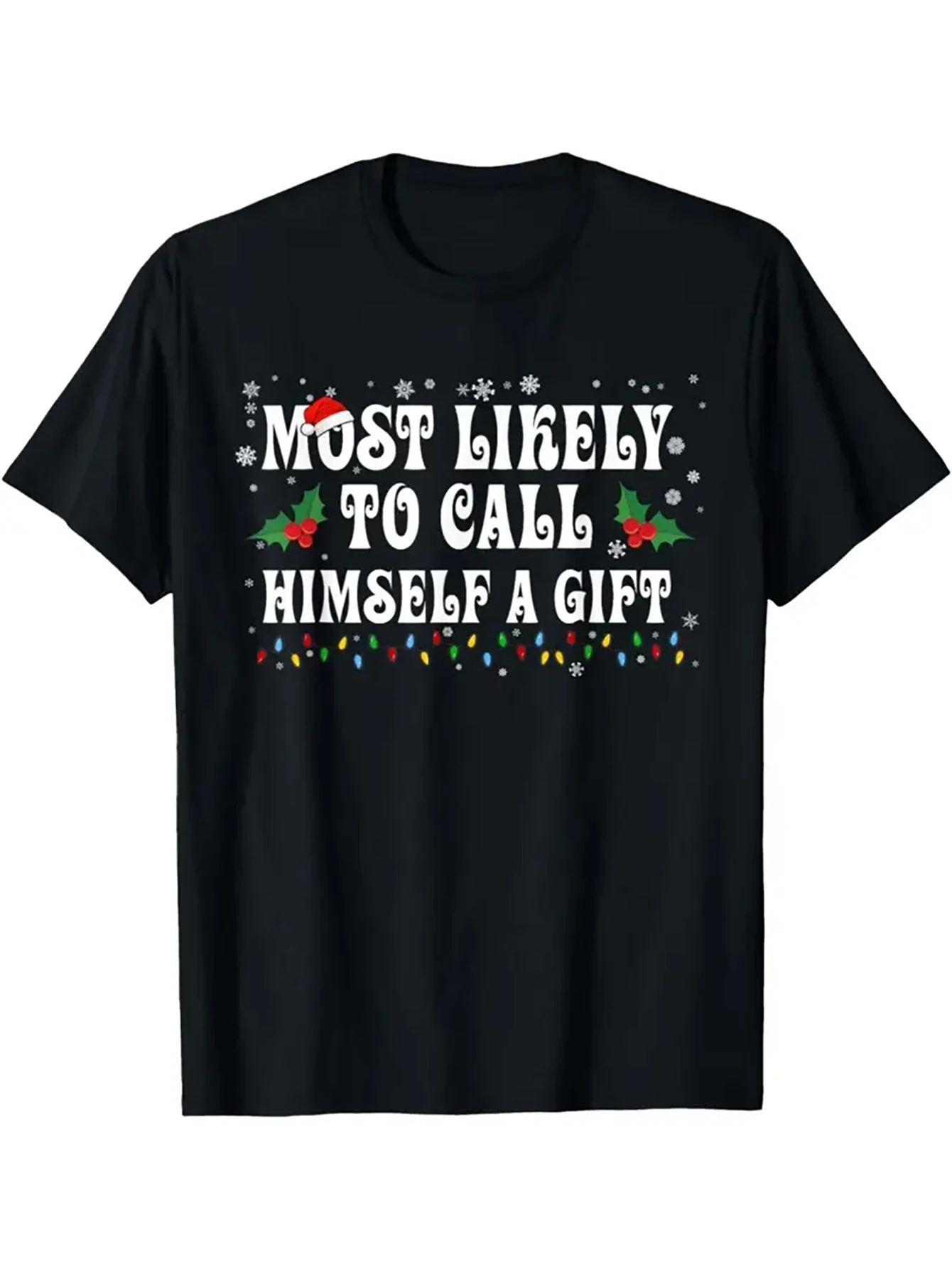 Men's Black Christmas Holiday T-Shirt - Funny 
