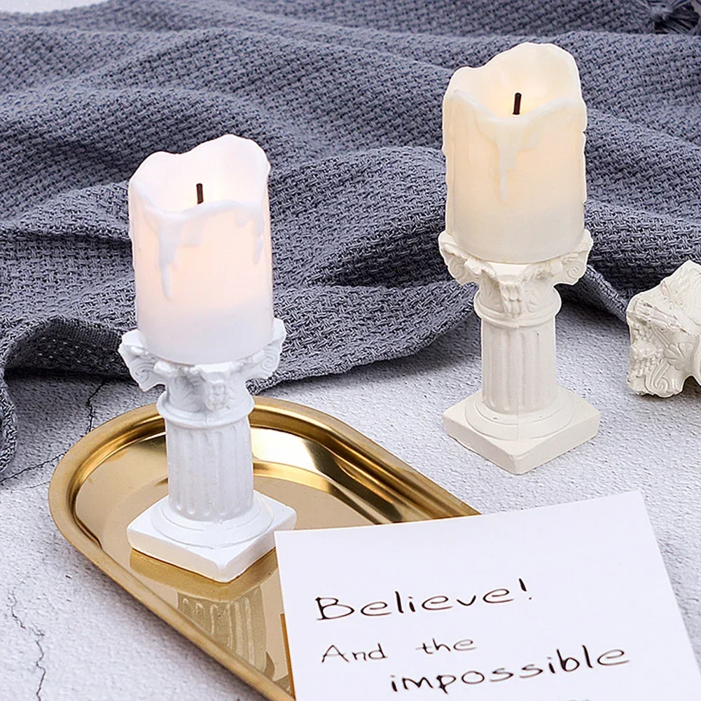 Photography Props Background for Photo Mini Simulation Roman Columns Artificial Candle with Battery Shooting Ornament Fotografia