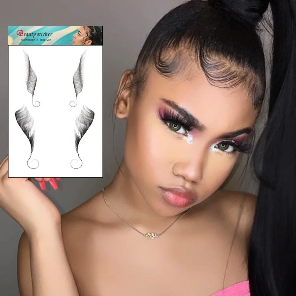Realistic Waterproof Hair Edges Temporary Tattoos Disposable Long Lasting Hairline Stickers DIY Bangs Stickers Facial Art