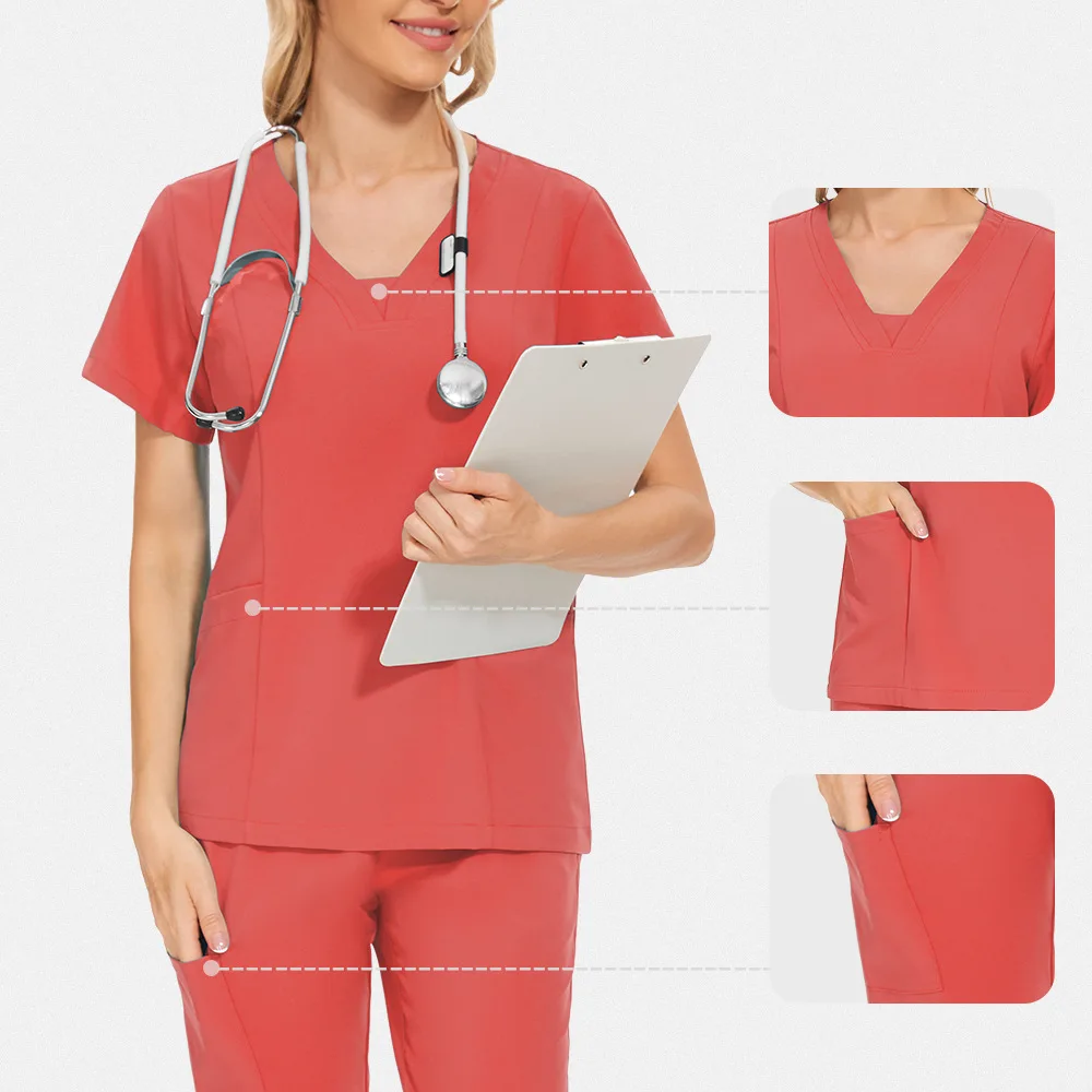 Slim Fit Women Medical Uniforms Hospital Scrubs Sets Surgical Gowns Nurses Accessories Dental Clinic Spa Lab Workwear Clothes