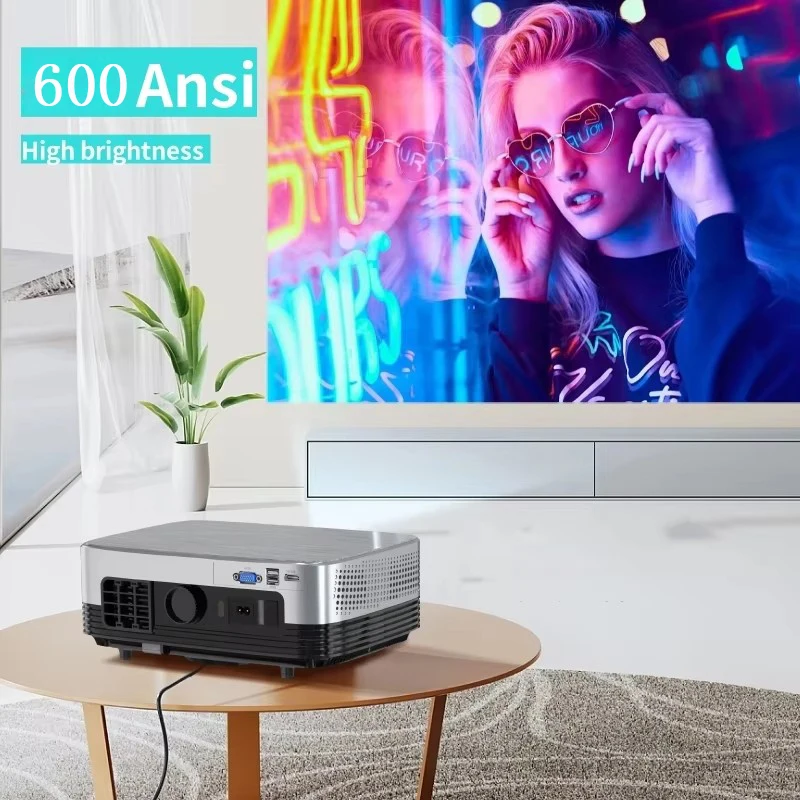 Powerful Native 4K 600ANSI Projector with Smartphone Wifi Screen Mirror Bluetooth 5.4 Android 1080P FHD Home Theater Projectors