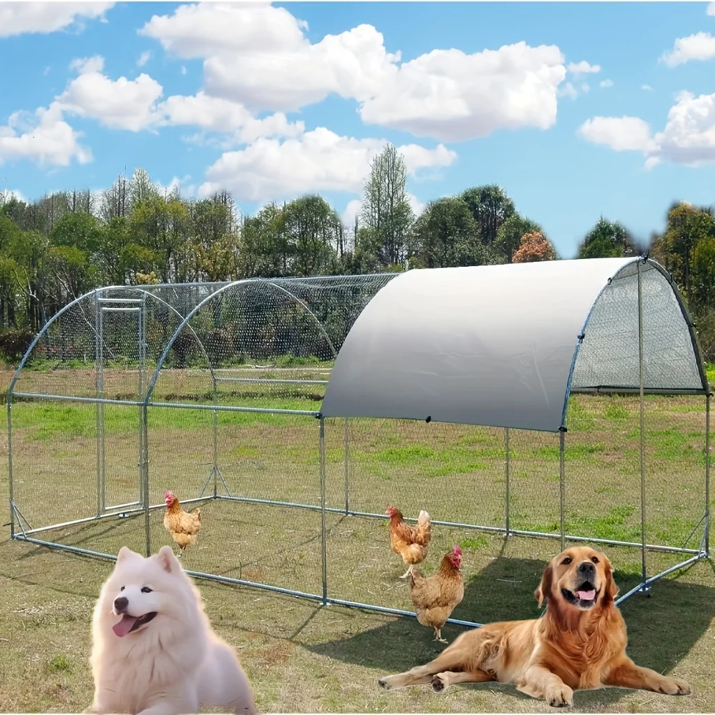 

Large Metal Chicken Coop, Large Chicken Coop for Yard, Walk-in Poultry Cage with And Anti-Uv Cover, Chicken Run for Outdoor Back