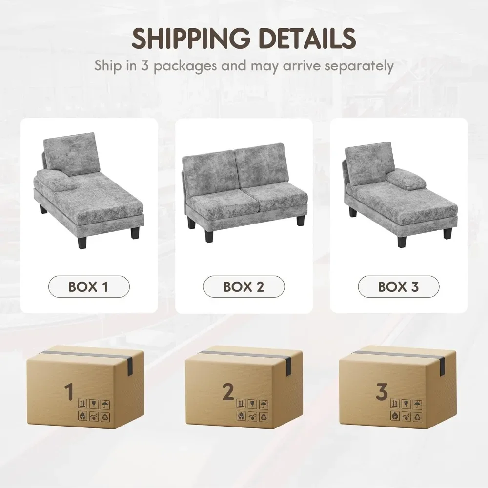 Convertible Sectional Sofa U-Shaped Couch with Soft Modern Cotton Chenille Fabric,Oversized Seats with Comfortable Backrest,Gray