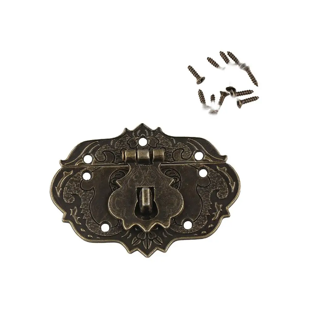 

Exquisite Metal Wooden Case Hasp Catch Clasp Vintage Bronze Hasp Buckle Lock Wooden Box