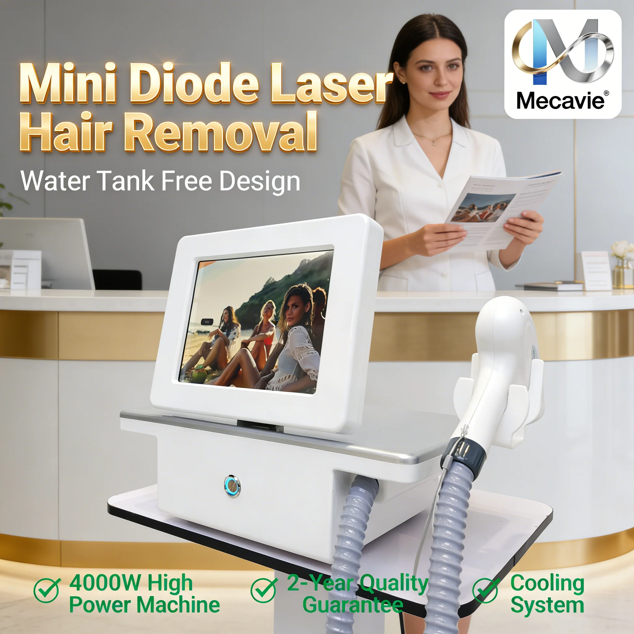 

Высококачественный мини-профессиональный диодный лазер для удаления волос 4000 Вт, мощный, безболезненный, с постоянным охлаждением на полупроводниках