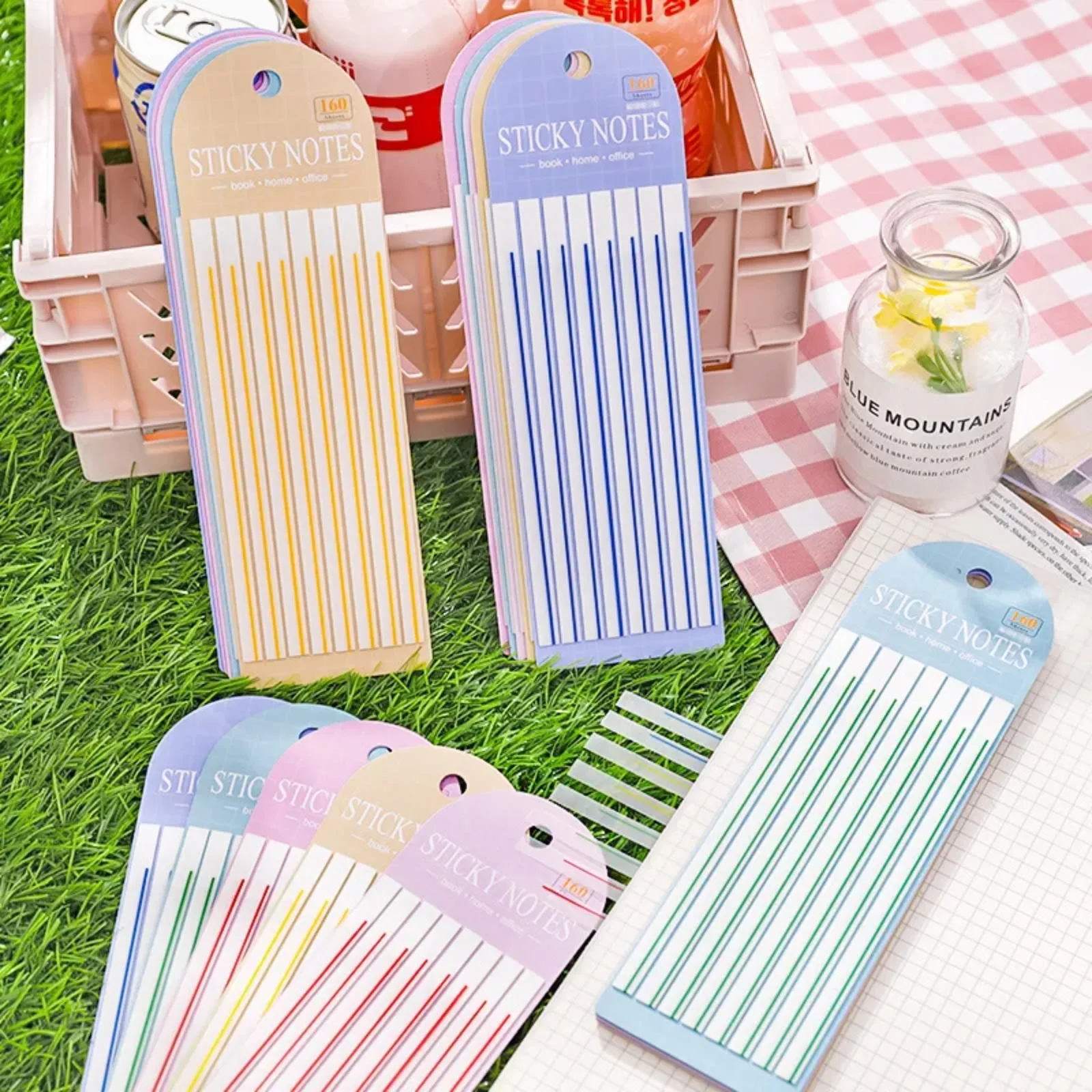 160pcs/pack Ultra Fine Strip Stickers Office School Supplies Marking Line Sticky Notes Transparent PET Materials N Times Sticker