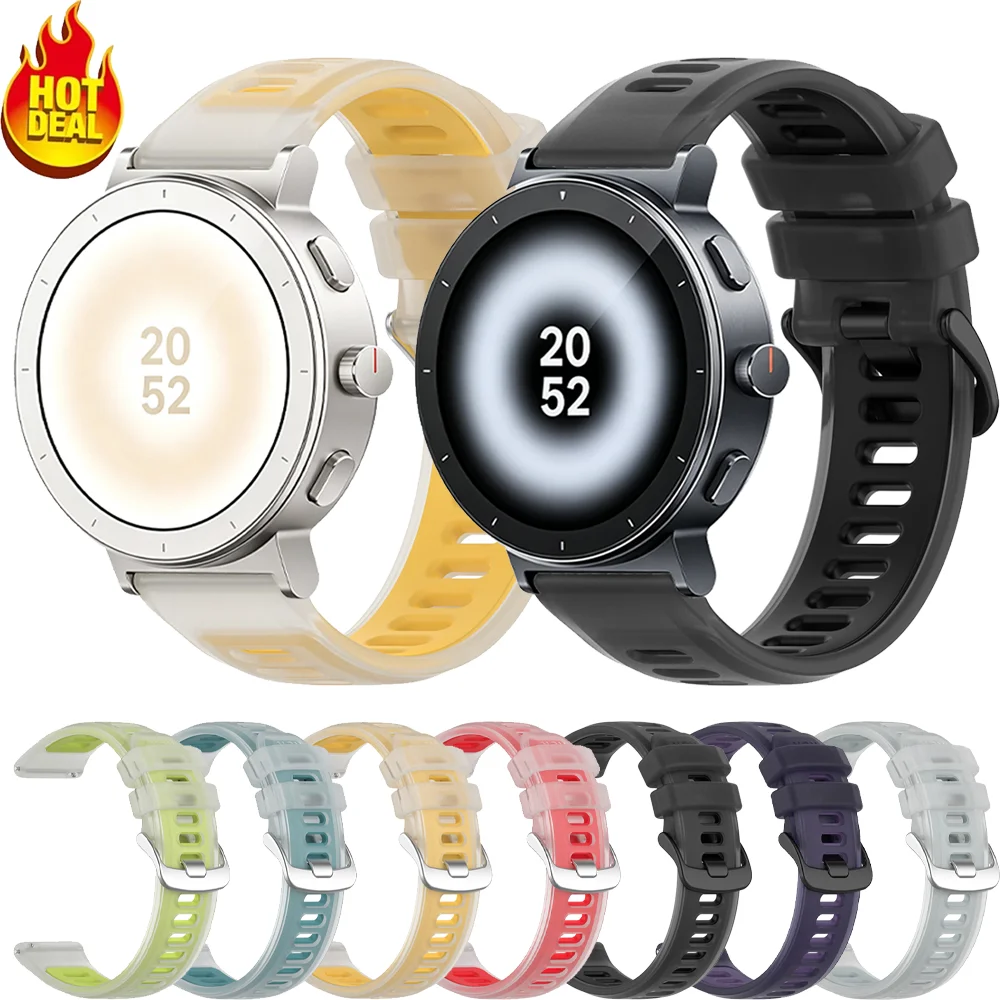 20mm 22mm Jelly Color Silicone Strap For Garmin Forerunner 570 47/42mm 970 965 265 255 170 70 Two-Tone Realme Watch S5-5-S-3 Pro