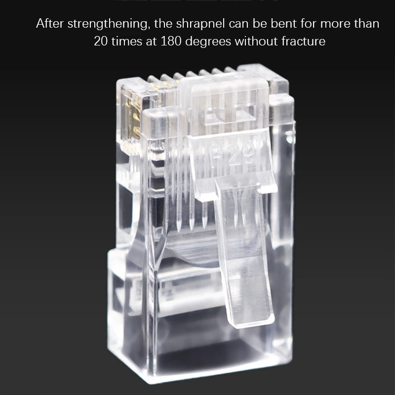 ขั้วต่อ RJ45 6U ทอง platedpass ผ่านสายอีเธอร์เน็ตโมดูลปลั๊กเครือข่าย RJ-45หัวคริสตัล Cat5 Cat5e