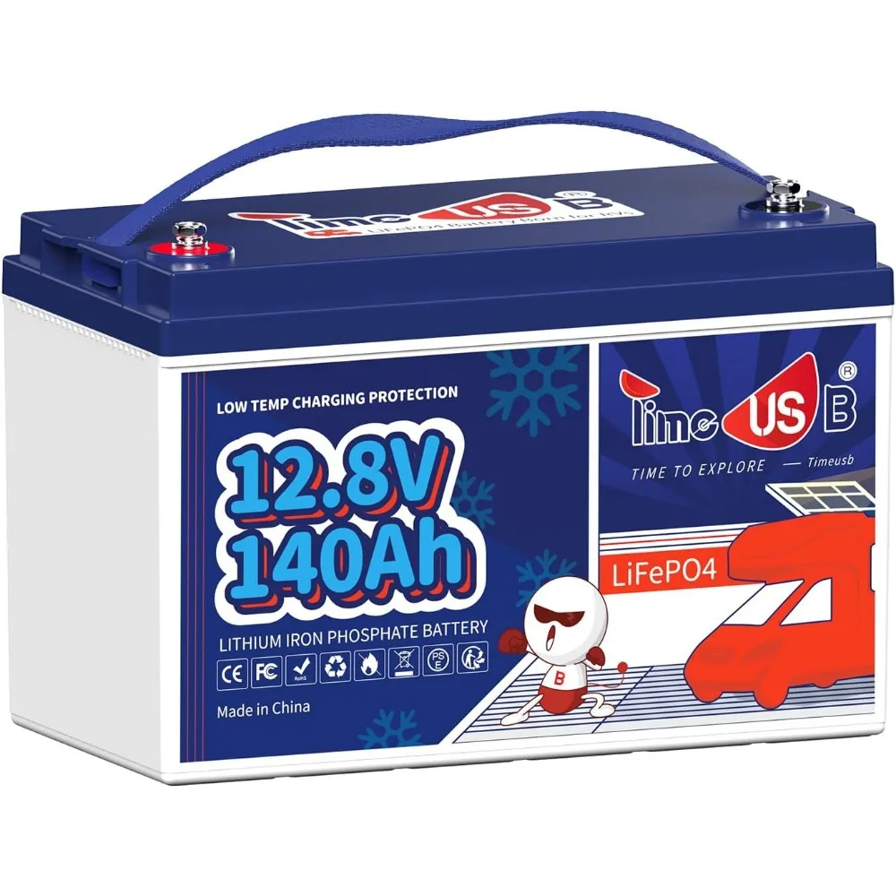 

12V 140Ah LiFePO4 Lithium Battery with Low Temp Cut Off, Built-in 100A BMS, Group 31 Deep Cycle LiFePO4 Battery, Max.1792Wh Ener