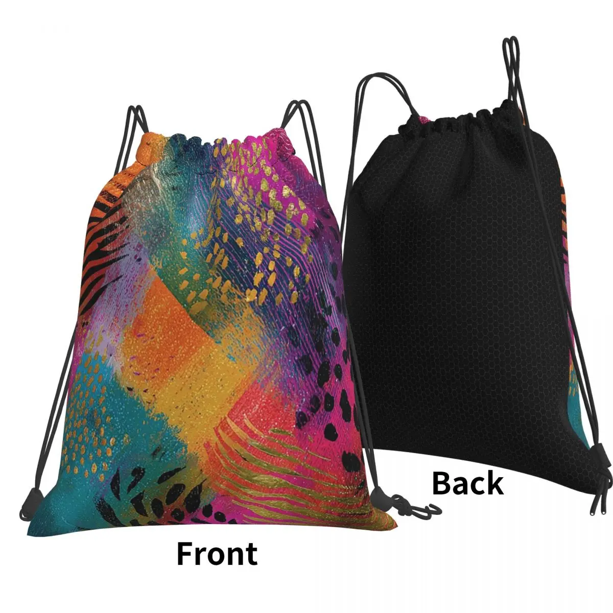 Tropical (Faux) Animal Print Backpacks Fashion Drawstring Bags Shoes Bag Book Bags for Man Woman Students