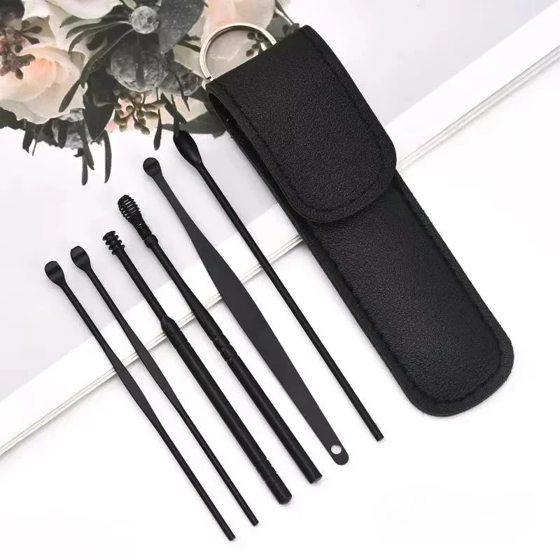 

6Pcs Reusable Ear Pick Set Stainless Steel Earwax Removal Tools Portable Ear Cleaner Kit Spiral Design for Personal Care