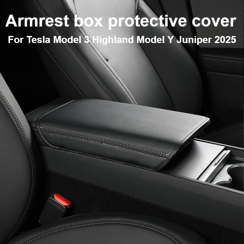 

For Tesla Model 3 Highland Model Y Juniper 2025 Armrest Cover Leather Central Armrest Protective Pad Cover Car Interior Decor