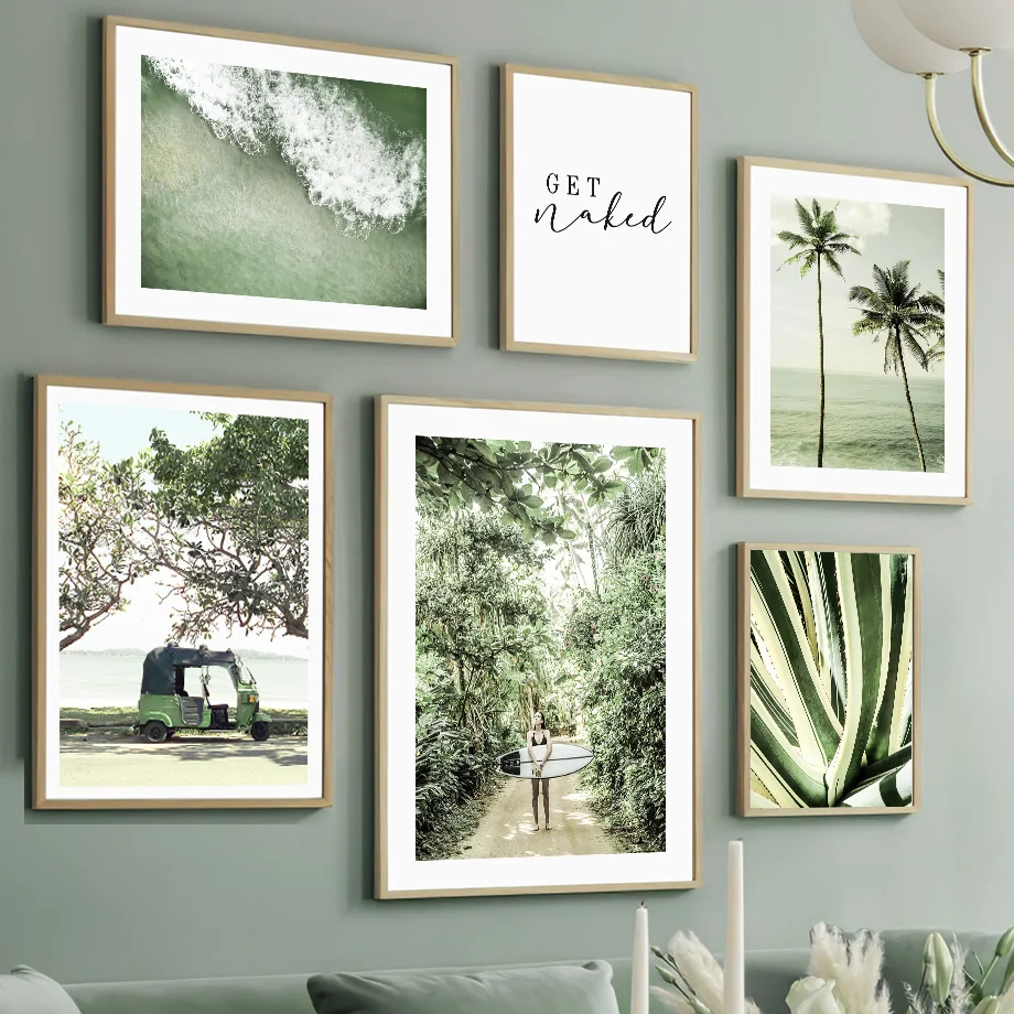 Forest Girl Bus Tree Quote Green Lanscape Wall Art Canvas Painting Nordic Posters and Prints Pictures for Living Room Home De