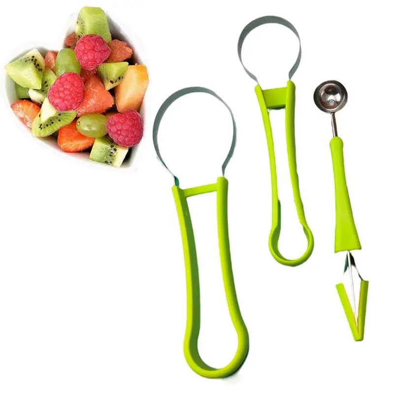 4 In 1 Fruit Carving Tool Set Watermelon Slicer Cutter Fruit Scoop Pulp Ball Cutter Peeler Seed Remover Pulp Separator  crafts