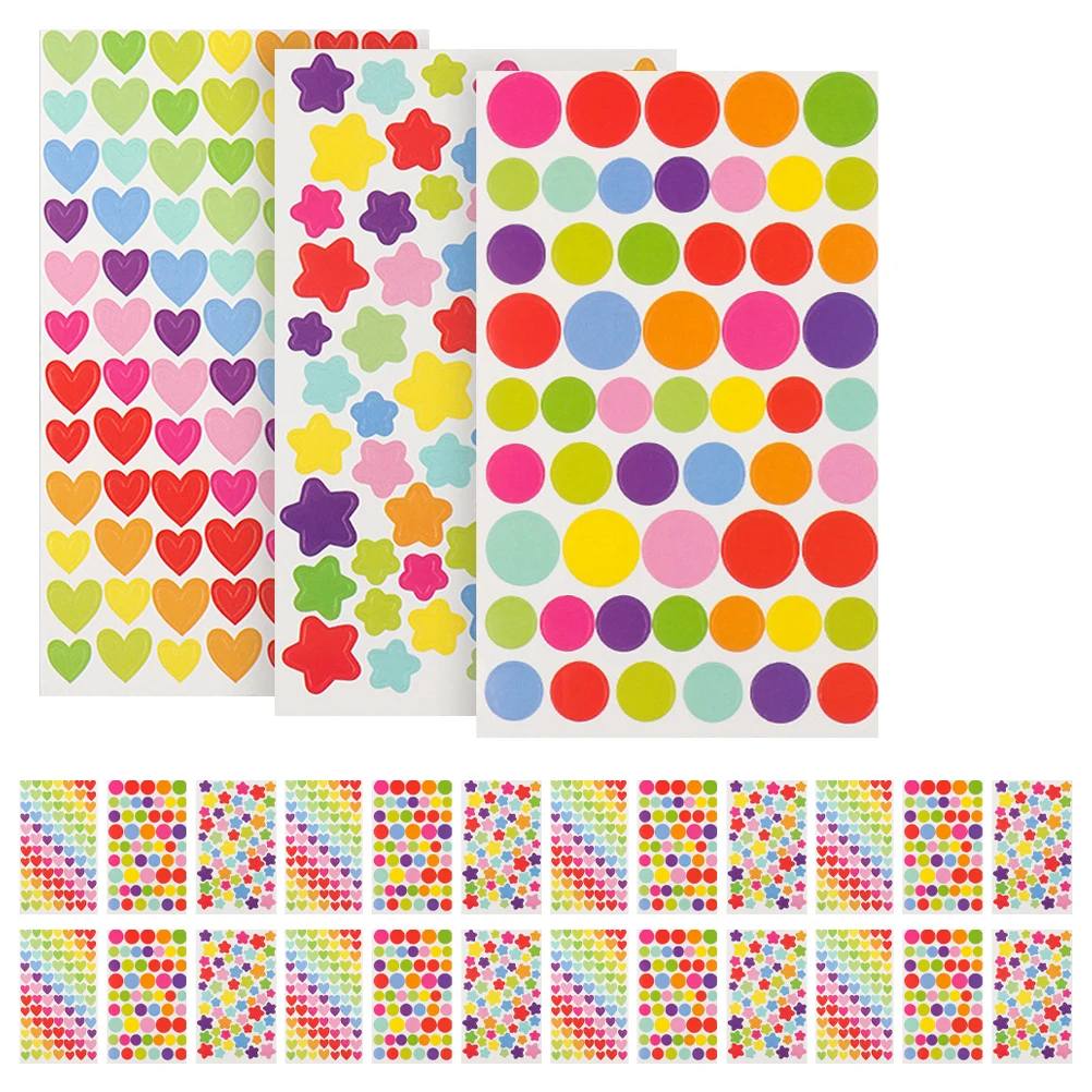 

Colorful Star Heart Dot Labels Round Paper Stickers For Home Organization Diy Storage Self-Adhesive Color Coding Labels