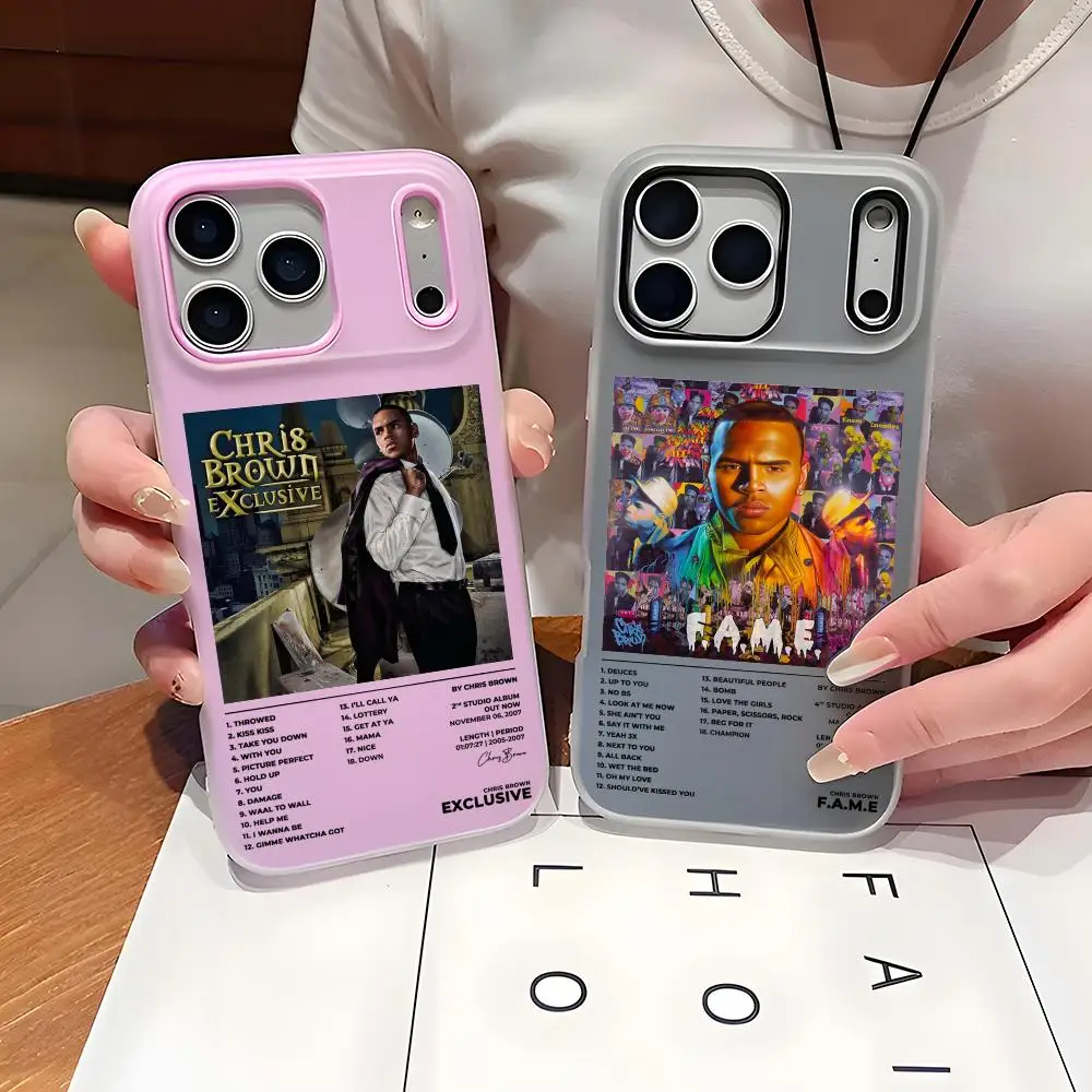 

Rapper C-Chris B-Brown Phone Case For iPhone 17 16 15 14 13 12 11 Pro Max Plus Mini Case Clear Jelly Shockproof Soft Cover