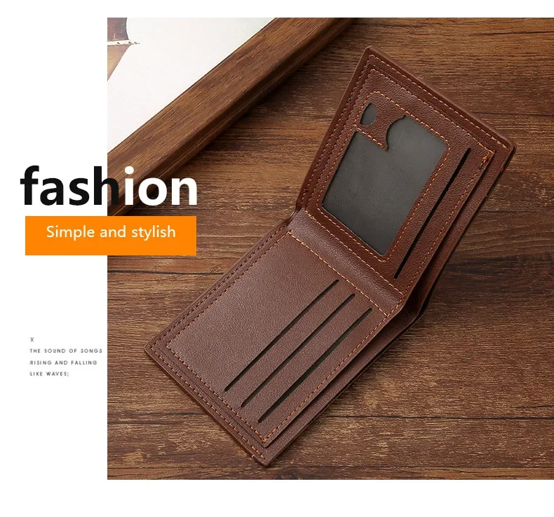 Kurze Herren-Geldbörse aus mattiertem Leder, Münzfach mit mehreren Steckplätzen, Fotohalter, kleine Herren-Geldbörse – Detail 5
